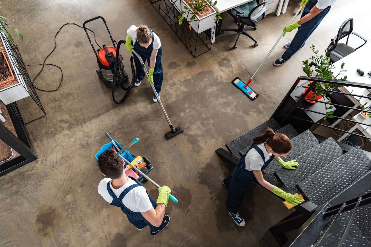 Cleaning team in uniform